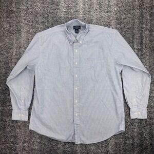 Vtg Cambridge Classics Men's L Blue Striped Button Down Long Sleeve Cotton Shirt
